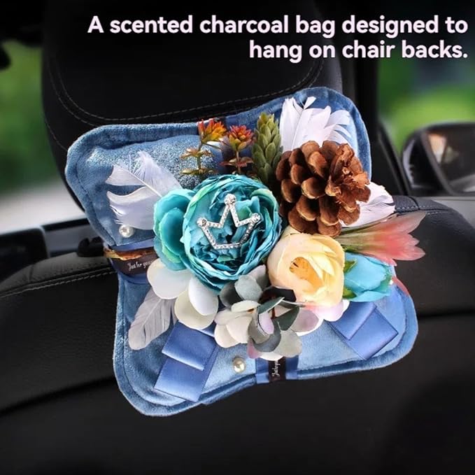 Car Accessories — Creative Bamboo Charcoal Air Purifying Bag with Breathable Fabric & Natural Charcoal Modern Design for Car Interior, New Vehicles & Home Use Odor Control Solution (Green)