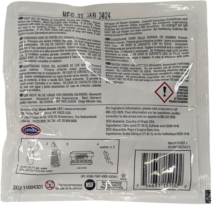 Urnex Dezcal Activated Scale Remover - 7 oz - For Use on Commercial Boilers and Heating Elements of Coffee and Espresso Equipment