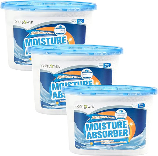 3-Pack Moisture Absorber, 9.8 oz (277g), Traps Moisture & Humidity, Portable Dehumidifier for Closets, Bathrooms, Toilets, Study Rooms, RVs, Basements
