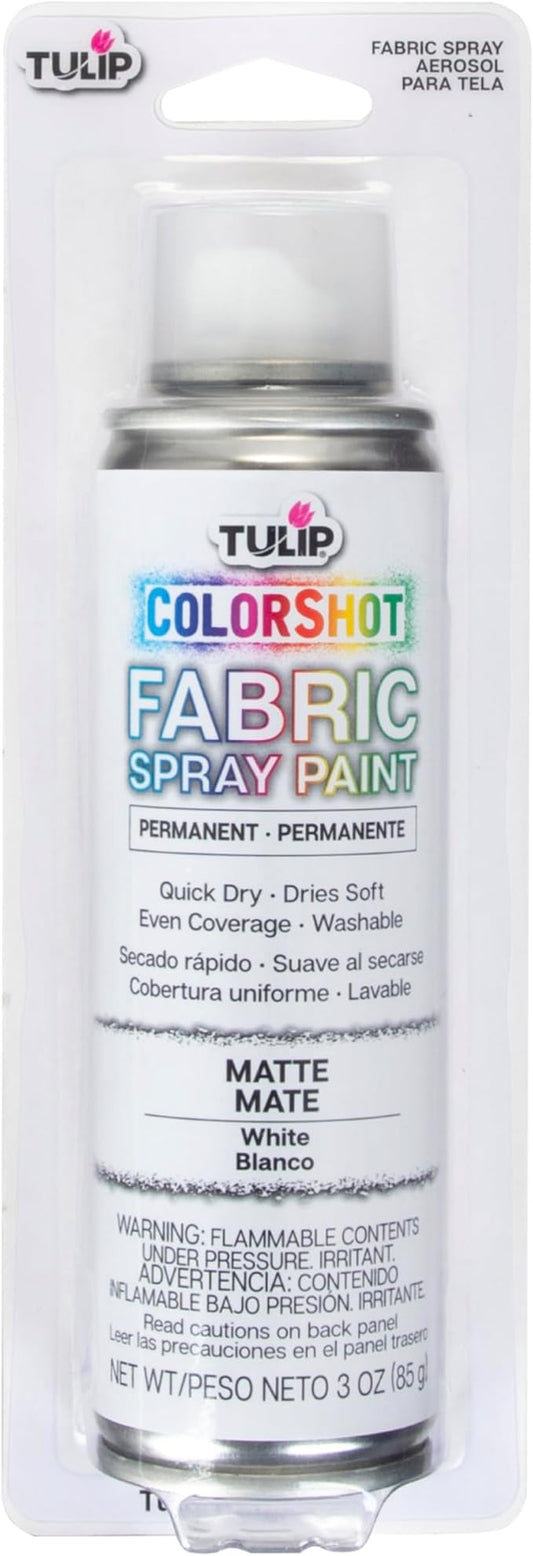 Tulip ColorShot Instant Fabric Spray Paint, Permanent Color Spray-On Fabric Paint, 3oz. White