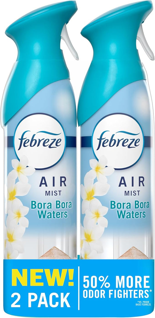 Febreze Air Mist, Air Freshener Spray, Odor Fighting Room Spray, Deodorizer for Home Bathroom Kitchen Office Apartment Dorm Room Classroom, Bora Bora Waters Scent, 8.1oz (Pack of 2)