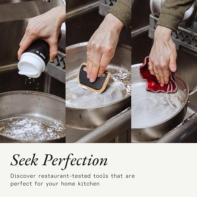 Made In Cookware | 3-Piece Stainless Steel Cleaning Set | Includes Pan Scraper, Scrub Cloth & Stainless Steel Cleaner | Complete Cleaning System | Crafted in USA