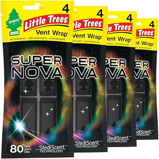 LITTLE TREES Car Air Freshener | Vent Wrap Provides Long Lasting Scent, Invisibly Fresh | 16 Air Fresheners | Supernova