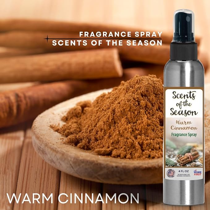 Essential Oil Fragrance Spray, Warm Cinnamon, 4 oz — Natural Room and Fabric Mist for Home, Office, and Bedding