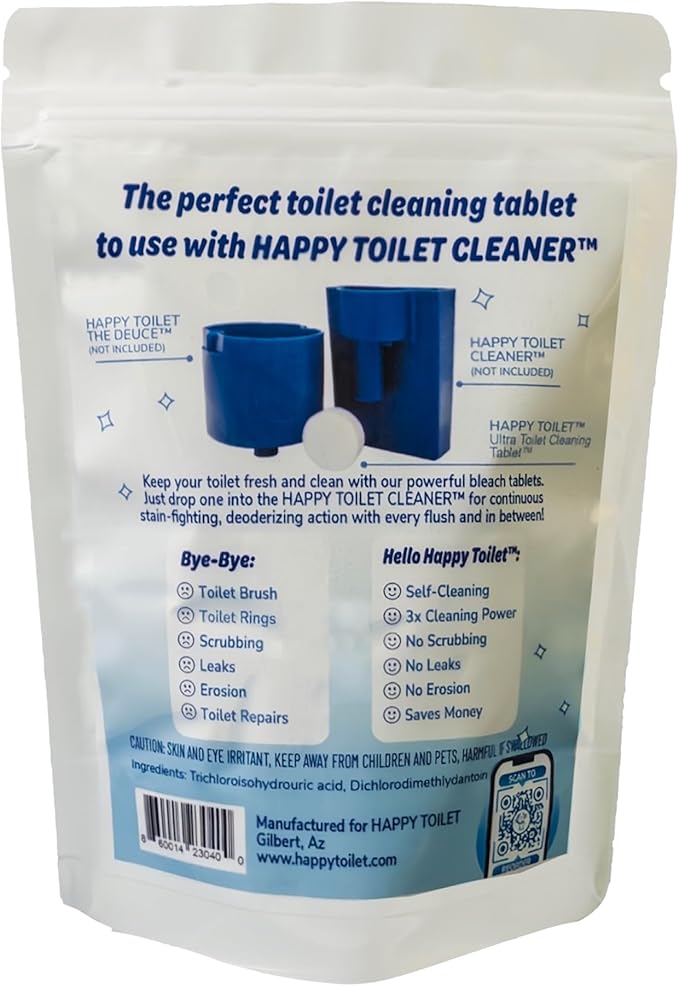 Happy Toilet Cleaner Automatic Toilet Bowl Cleaner Tablets Ultra-Strength Bathroom Toilet Tank Cleaner Tablets for Tank - Toilet Bowl Cleaners Resealable 36-Pack Bag