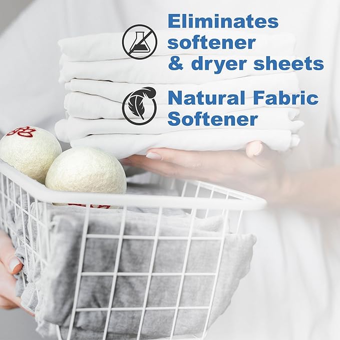 3 Organic Wool Dryer Balls for Laundry Reusable - XL Size 3-Pack Natural Fabric Softener Balls - Energy Saver, Chemical Free, Hypoallergenic, Premium Quality (Original, 3-Pack)