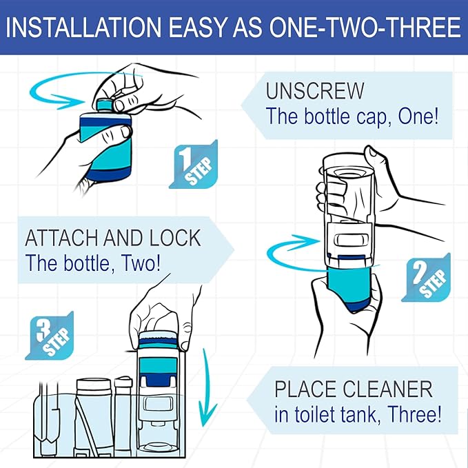 eHouse Automatic Toilet Cleaner with Refill — Flush-Activated Toilet Bowl Cleaner, Household Cleaning Solution - Toilet Cleaners for Hard Water, Removes Rust & Limescale, Fresh Apple Scent.