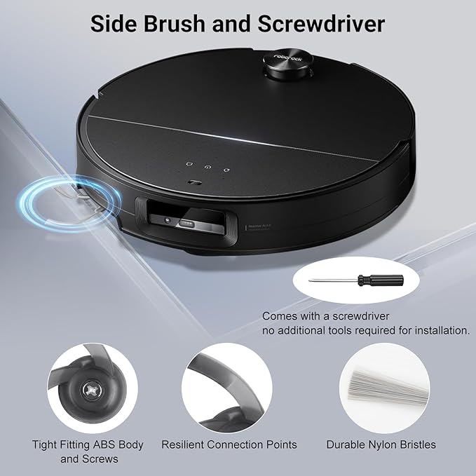 Replacement Kit for Roborock Saros 10 Robot Vacuum/G30 4 Main Brushes, 1 Base Station Brush, 4 Filters, D-Shaped & Round Mop Pads, 6 Side Brushes, 6 Dust Bags,1 Cleaning Brush