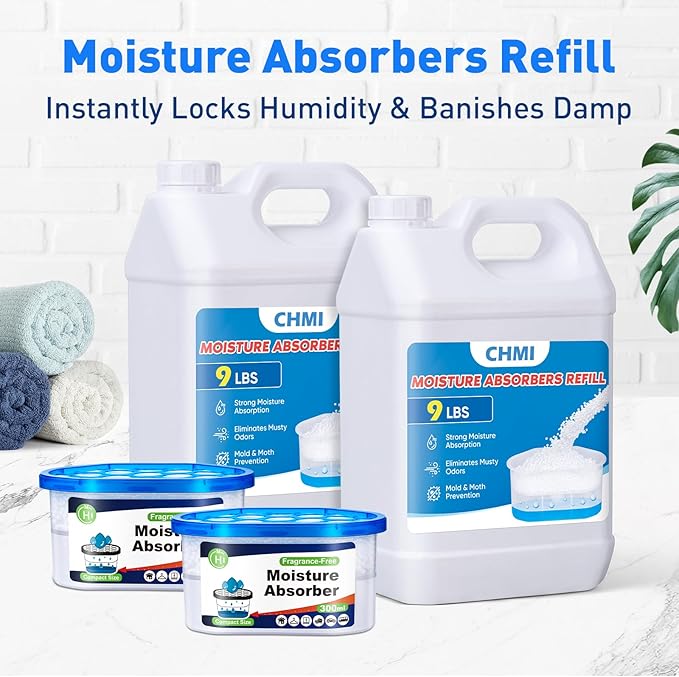 CHMI Moisture Absorber Refill Beads (18 LBS) – Universal Calcium Chloride Refills for Dehumidifier Buckets – High-Capacity Odor Eliminator for Basements, Closets, RVs & Laundry Rooms – Fragrance Free.
