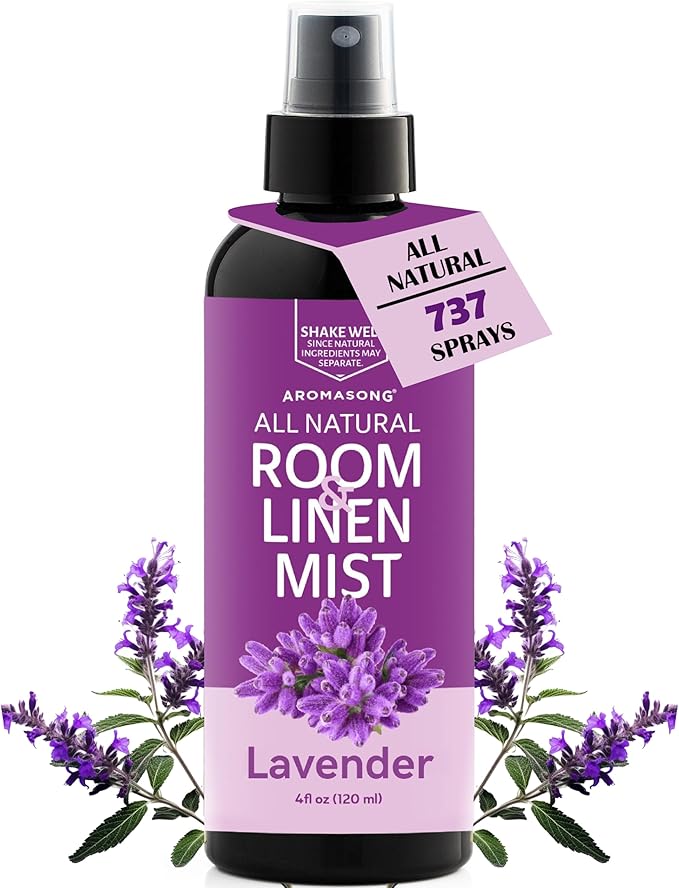 Aromasong All-Natural Extra Strength Lavender Spray for Sleep - Room & Linen Spray for Pillows and Sheets 4 Fl Oz.