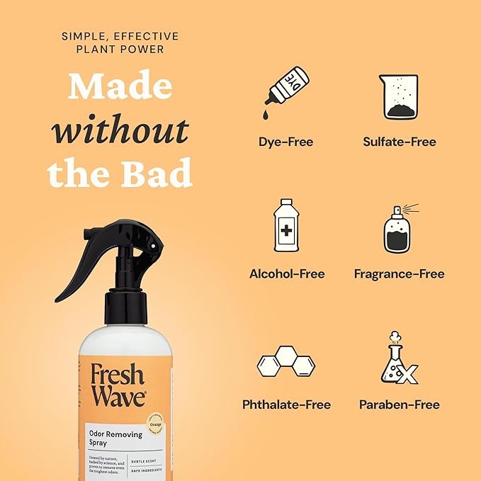 Fresh Wave Orange Scent Odor Removing Spray, 8 fl. oz. | Odor Absorber for Home, Furniture, Fabrics & Trash | Safer Odor Relief
