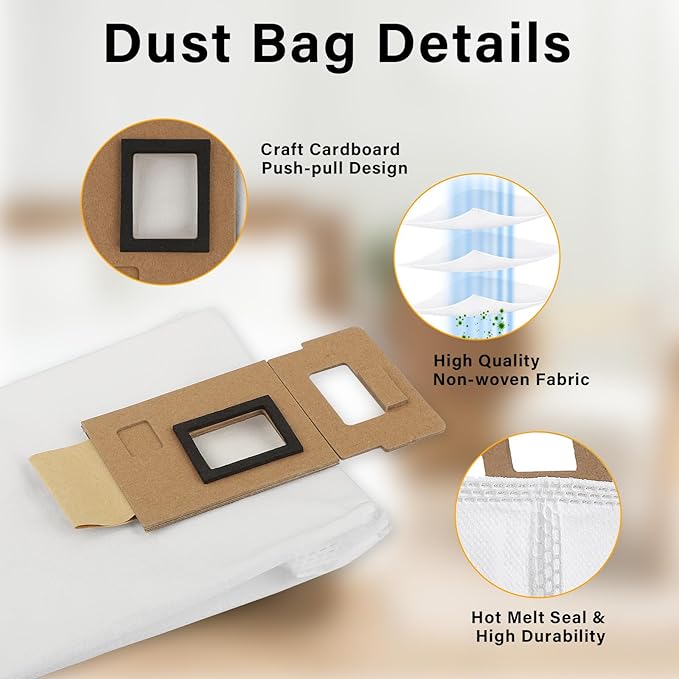 Dust Bag for Roborock S7/S7+ Vacuum Cleaner Auto-Empty Dock, 3L Large Capacity Cleaner Bag 7pack