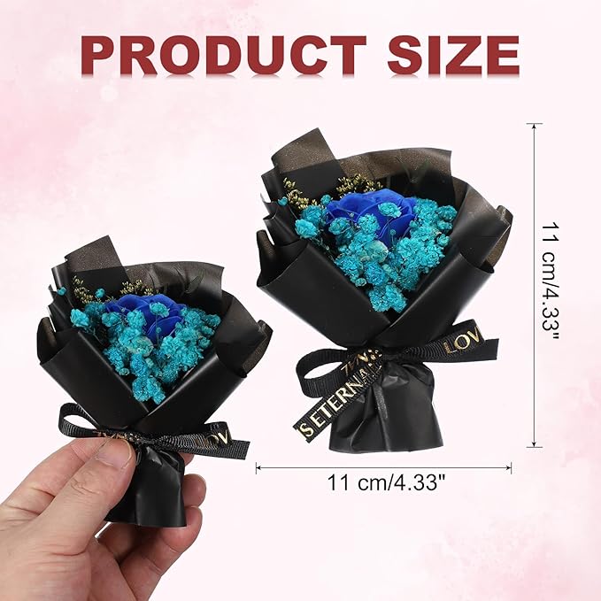 uxcell Dark Blue Small Bouquet Car Air Freshener Vent Clips, Mini Decorative Rose Bouquet with Fragrance Diffuser for Women, Automotive Air Freshener Decoration, Style 4