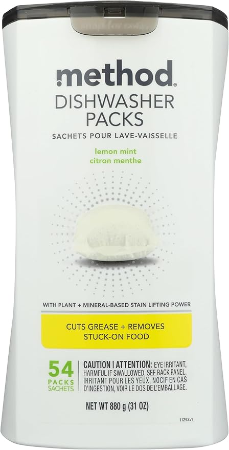 Method, Lemon Mint Dishwasher Detergent Packs, 31 Ounce