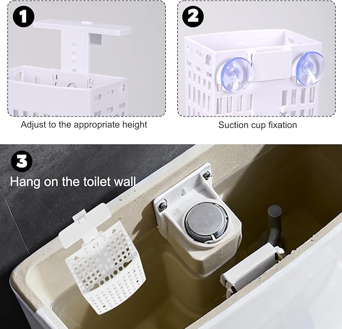 2PCS Toilet Tank Cleaning Tablet Holder, Hanging Holder with Adjustable Hook to Hang Toilet Cleaner Box, Can Collect Residue Inside the toilet, White