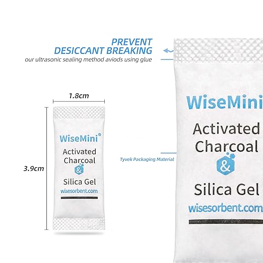 100Pcs 0.5 Gram Desiccant Deodorizer Sachet, Food Safe Desiccant Packs, High Absorption Capacity for Moisture & Odor, Silica Gel & Coconut Shell Activated Carbon Packets