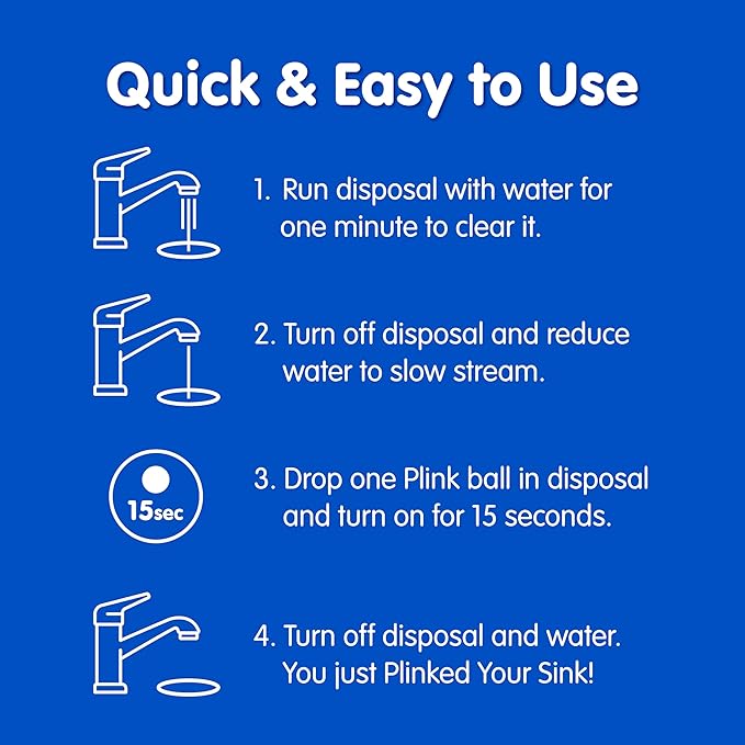 Plink Garbage Disposal Cleaner, Freshener & Odor Removing Balls, Easy to Use, Fresh Lemon Scent, 40 Count