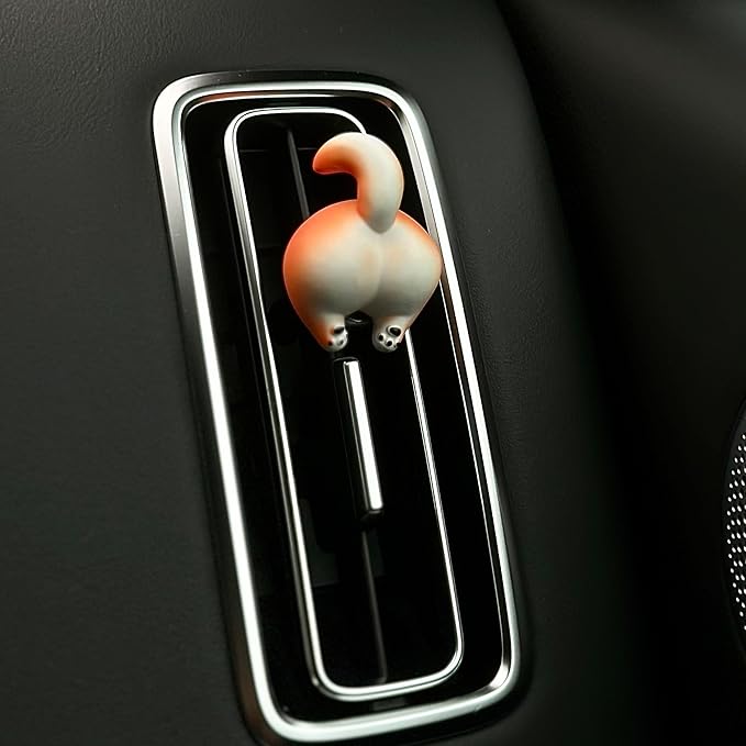 Funny Fox Car Air Vent Decoration and Clip with Air Freshener Natural Scent Tablet and Refill, Car Aromatherapy Accessories and Interior Decoration
