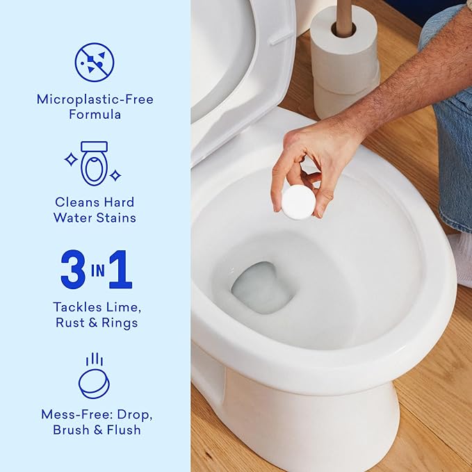BLUELAND Toilet Bowl Cleaner Tablets, Starter Set, 14 Count with Tin, Lemon Cedar, Plastic-Free, No Harsh Chemicals, Plant-Based