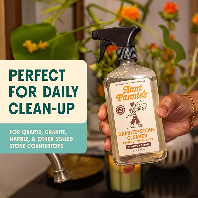 Aunt Fannie's Cleaning Spray Variety Pack, Includes Stainless Steel Spray, Granite & Stone Spray, Glass & Window Spray, and Wood Spray, 16.9 oz each, Pack of 4