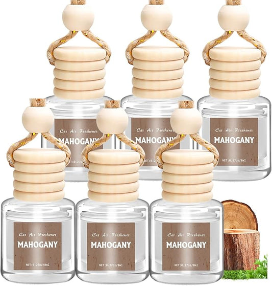 AROIC 6 Pack Car Air Freshener, Mahogany Premium Woody Car Air Freshener Diffuser Fragrance, Hanging Essential Oil Diffuser for Auto Interior Decor, Long Lasting Natural Scent Car Accessories Unisex