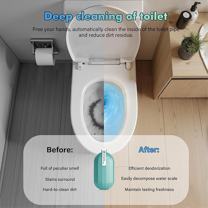 Acina Toilet Cleaner 2Pcs: Toilets Pro Bowl Clean Capsules for bathroom, Toilet Tank Cleaning for Stains & Limescale, Automatic Long-Lasting Blue Powerful Cleaning, Easy Use for Home, Travel & Office