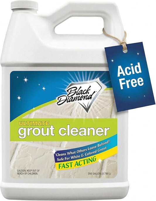 Black Diamond Ultimate Grout Cleaner: Best Cleaner for Tile, Ceramic, Porcelain, Marble Acid-Free Safe Deep Cleaner & Stain Remover for Even The Dirtiest Grout (1-Gallon)