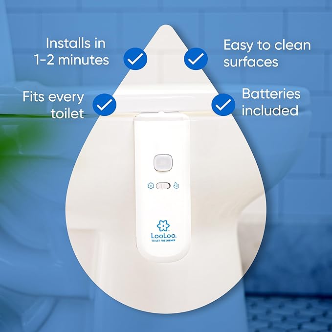 LooLoo 3.0 Touch Free Toilet Freshener Automatic Air Freshener Spray for Bathroom Starter Kit with Light and Toilet Deodorizer, Bathroom Spray Odor Eliminator - Lavender