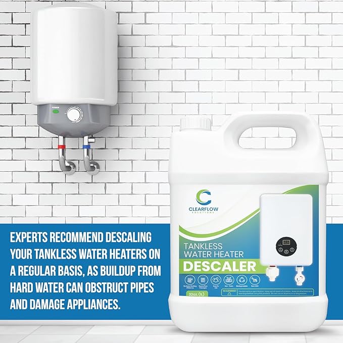 Tankless Water Heater Descaler - Premium Descaler for Tankless Water Heater Systems, Restores Heating Efficiency, Nontoxic, Biodegradable, Made in USA! 128 Ounce (1 Gallon)