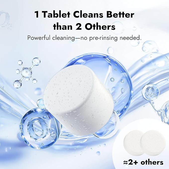 Papablic & Seetest Upgraded 120Pcs Detergent Soap Tablets, One-Tablet Deep Cleaning, UltiPept Enzyme Formula, Compatible with All Brands of Baby Bottle Washer, Gentle for Bottles & Pump Parts