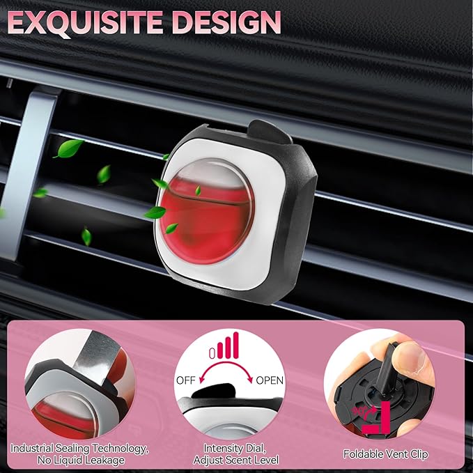 Car Air Freshener Vent Clip 6 Pack 4ml Each Up to 180 Days Long Lasting Scent Odor Eliminator for Women Men(Fresh Cherry)