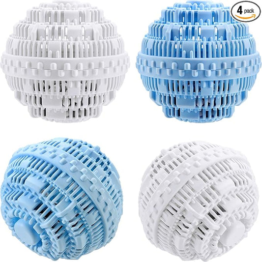 Boao 4 Pieces Laundry Ball, Natural Non Chemical Detergent Laundry Balls for Washing Machine Ultra Laundry Washer and Dryer Washing Ball Bundle(Blue, White)