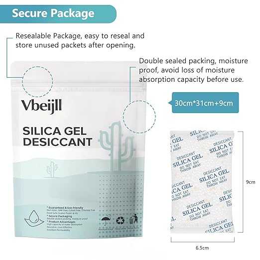 20 Gram (80 Pack) Color-Indicating Silica Gel Packets, Premium Food Grade Desiccant - Rechargeable Moisture Absorbers for Food Storage, Electronics, 3D Filament & Safes
