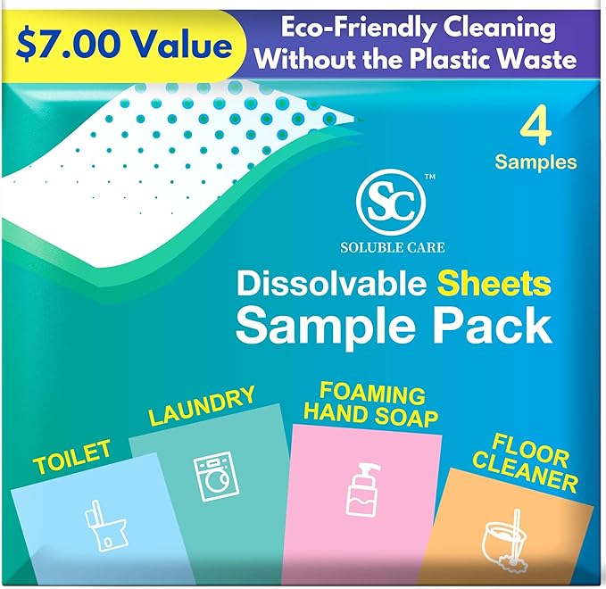 All Purpose Lemon Scent Cleaning Sheets + Bonus Sample Pack (Multi-Surface Earth-Friendly Solution for Kitchen, Bathroom, Home & Office), 10-Pack