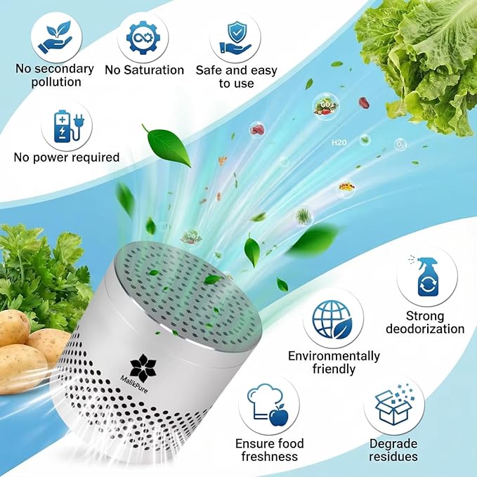 Refrigerator Deodorizer Odor Eliminator,Lasts Up to 10 Years,Fridge Deodorizer,More Effective Than Baking Soda & Bamboo Charcoal Bags,Multi-Purpose Odor Absorber for Fridge,Pantry, Cabinets & Shoes