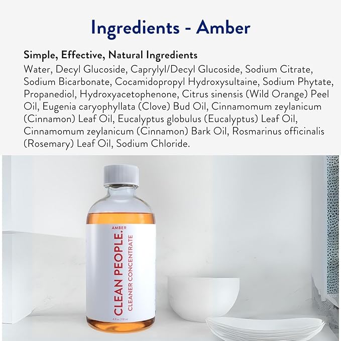 THE CLEAN PEOPLE Cleaner Concentrate - All-Purpose Cleaner for Multi-Purpose Cleaning, Bathrooms, Floors, Concentrated, Recyclable Packaging (Amber Scent) 4oz (2 Pack)