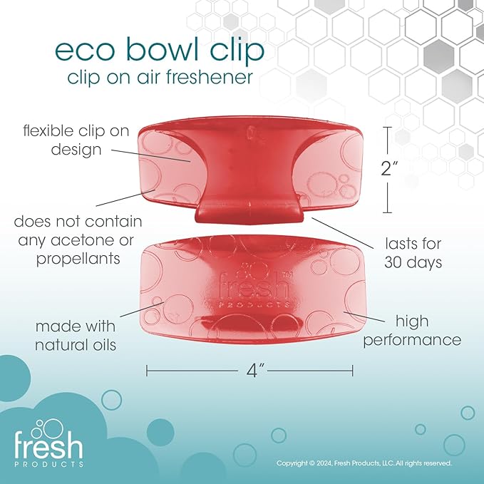 Fresh Products Eco-Bowl Clip 2.0 Toilet Bowl Air Freshener, Kiwi Grapefruit Scent, 4 Clips