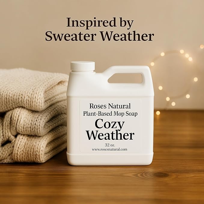 Plant-Based Floor Cleaner Mop Soap – 32 oz | Streak-Free, Highly Scented, Concentrated Mop Solution for Tile, Vinyl, Hardwood & Sealed Floors | Non-Toxic, Eco-Friendly (Cozy Weather)
