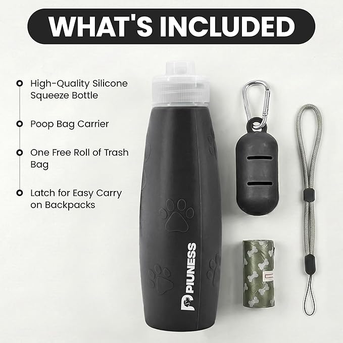 Ultimate 2-in-1 Dog Walk Essential – Portable Pee Cleaning Bottle + Detachable Poop Bag Dispenser (Black)