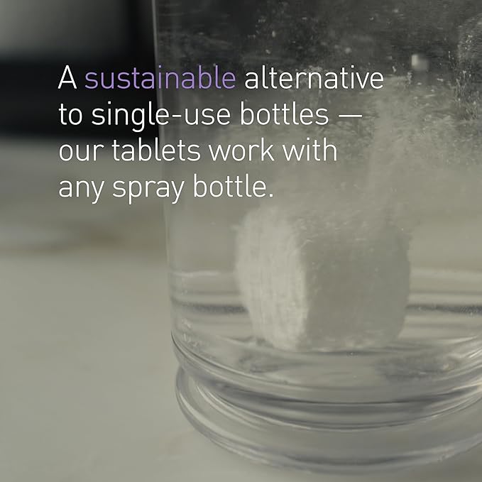 simplehuman Multi-Surface Cleaning Tablets, Eco-Friendly, Safe Around Kids & Pets, Geranium Scent, 12 Pack Tablets (Makes 72 oz of Spray Cleaner)