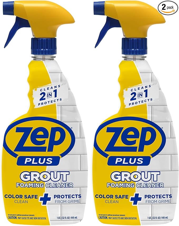 Zep Plus Grout Foaming Cleaner - 32 Fl OZ - R54212-2-in-1 benefits clean while protecting grout from water,dirt and grime,(Pack of 2)
