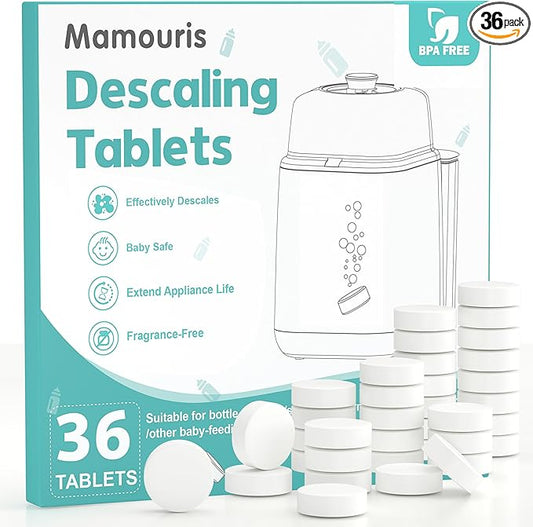 Descaling Tablets 36 Count: for Momcozy Baby Brezza Grownsy Papablic Bottle Washers, Detergent Washing Tablets for All Brands Baby Bottle Washer Machine Warmer Sterilizers Formula Maker