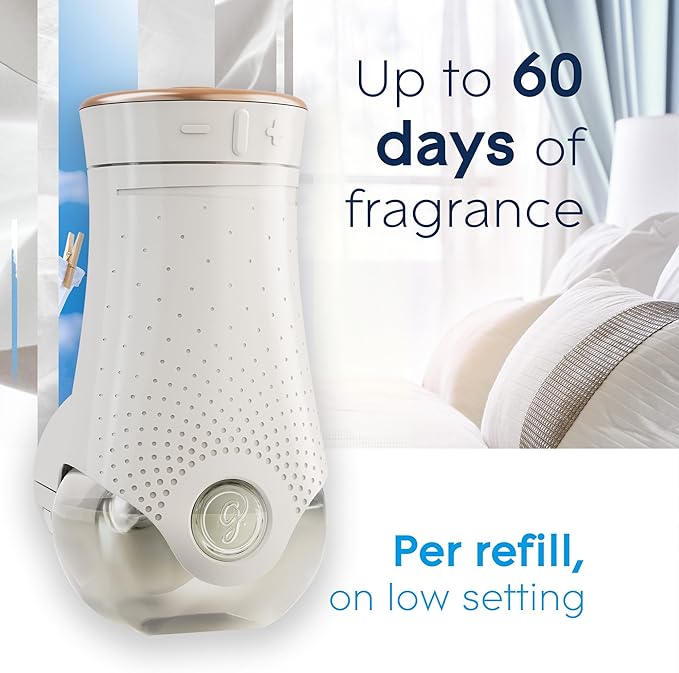 Glade PlugIns Refills Air Freshener Starter Kit, Scented and Essential Oils for Home and Bathroom, Clean Linen, 3.35 Fl Oz, 1 Warmer + 5 Refills
