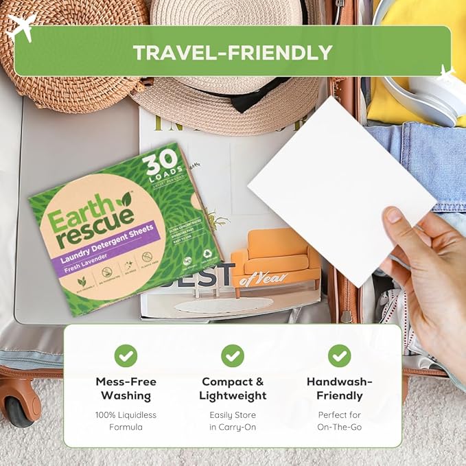 Laundry Detergent Sheets - Up To 60 Loads (30 Sheets) - Ultra Concentrated Liquidless Dry Laundry Detergent, Ideal For Sensitive Skin, Eco Friendly, Plastic Free - Fresh Lavender