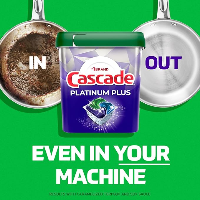 Cascade Platinum Plus Dishwasher Pods, Dishwasher Detergent, Dishwasher Soap, Dish Tabs, Dishwashing Tablets, Dish Detergent, Lemon, Actionpacs, 21 Count