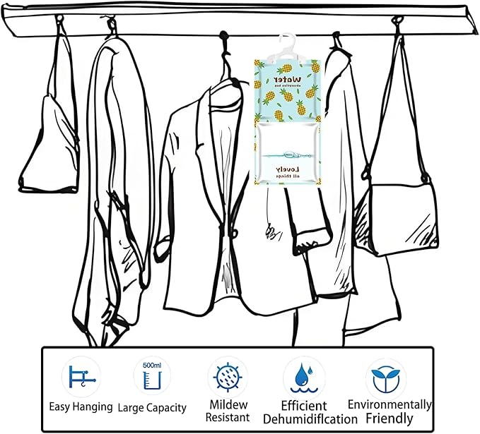 Moisture Absorbers Packets, 8 Pack - Eliminates Musty Odors for Fresher, Cleaner Air, Humidity Packs, Dessicant Packets, Hanging Closet Dehumidifier Bags, Dehumidifier for Bathroom 9.8OZ(Polo）