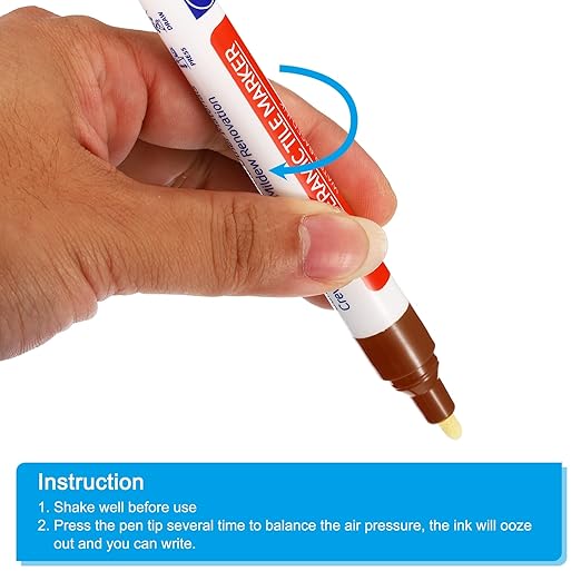 PATIKIL Grout Pen, 4 Pack Brown Tile Marker Waterproof Grout Sealer Pen Tile Repair Pens Paint Pens for Wall Floor Bathroom Kitchen Refresh