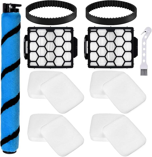 Filter Brush Belt Replacement Parts for Shark UV850 Performance Lift-Away ADV DuoClean PowerFins Upright Vacuum, 1 Brush Roll+2 HEPA +4 Filters+2 Belts, Part #1483FC2000 & XHF320 & XFFK602UKT