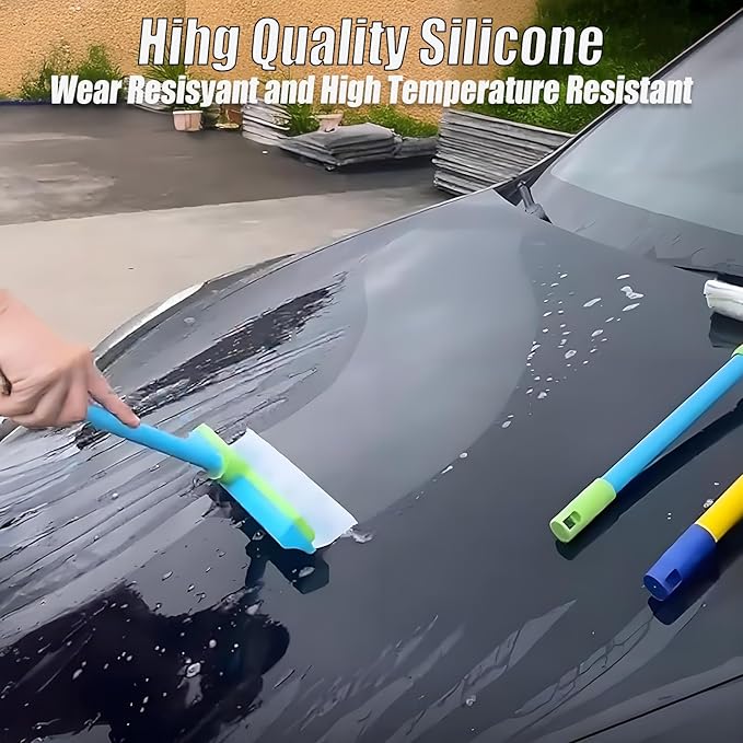 AquaSwipe Window Squeegee, Aqua Swipe Window Cleaner, Recyclable Silicone Window Squeegee Kit with Microfiber Scrubber, Glass Cleaning Tools for Shower Glass Mirror, Car(Green*2)