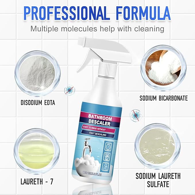 Bathroom Descaler Foam Cleaner, 2025 New Descaling Spray, Multi-Functional Stain Remover for Home Bathroom, Durable Cleaning Spray for Family Use (1)